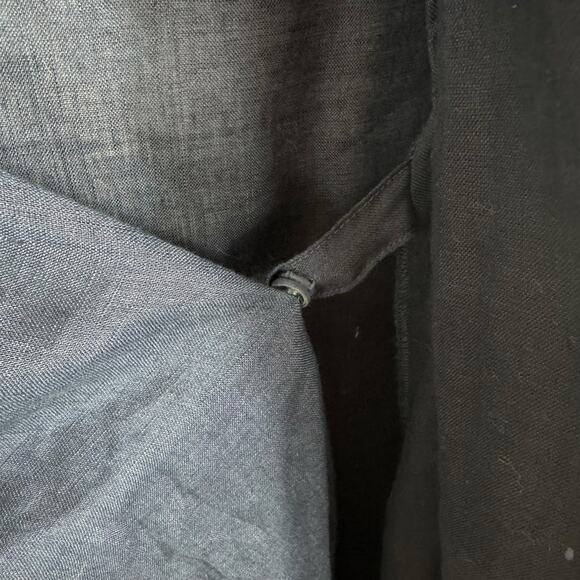 Soft Surroundings 100% Linen Navy Blue Long Sleeve Cowl Neck Wrap Dress Size PL - Picture 4 of 7